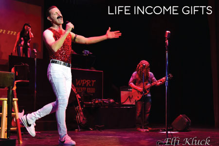 Travis Poelle as Freddie Mercury at PacRep's 2020 Rockin' Legends New Year concert